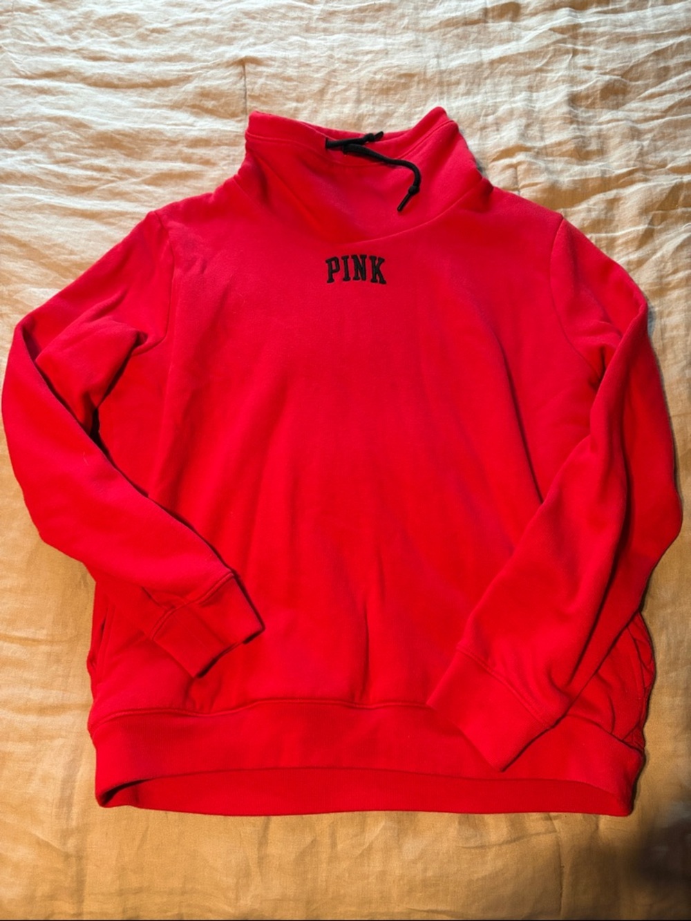 PINK Victoria's Secret Red Funnel Neck Pullover Sweatshirt